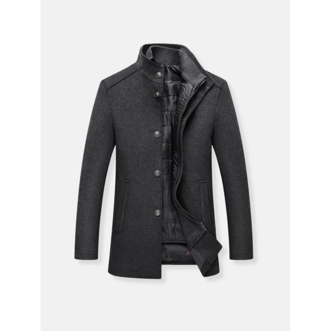 Aarav | Manteau long à manches longues avec fermeture zippée pour homme – Image 3