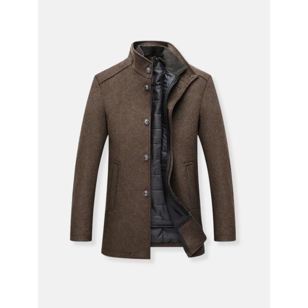 Aarav | Manteau long à manches longues avec fermeture zippée pour homme