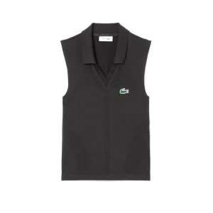 Polo de tennis en maille extensible sans manches