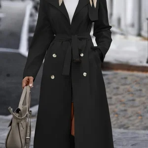 Zariyah | Manteau long trench noir pour femme