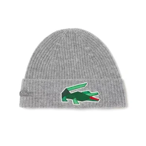 Bonnet en laine côtelée à motif crocodile