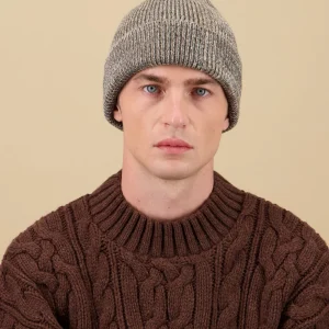 NITTO KNITWEAR - Bonnet Ara Chiné Taupe/ Écru