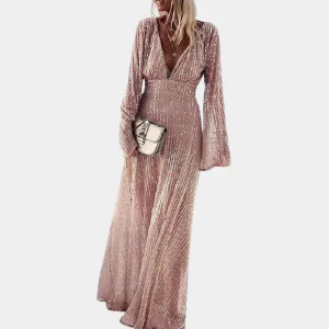 Ania | Robe Élégante à Sequins avec Décolleté Plongeant pour Femmes