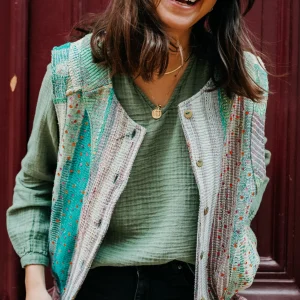 L'ÃŽLE BLEUE - Gilet Kantha - Sequins