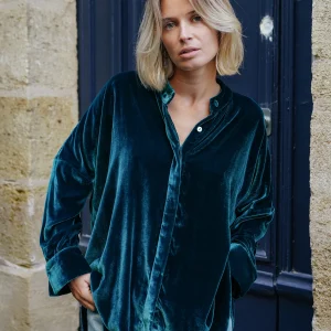 L'ÃŽLE BLEUE - Blouse Catherine Petrol Green