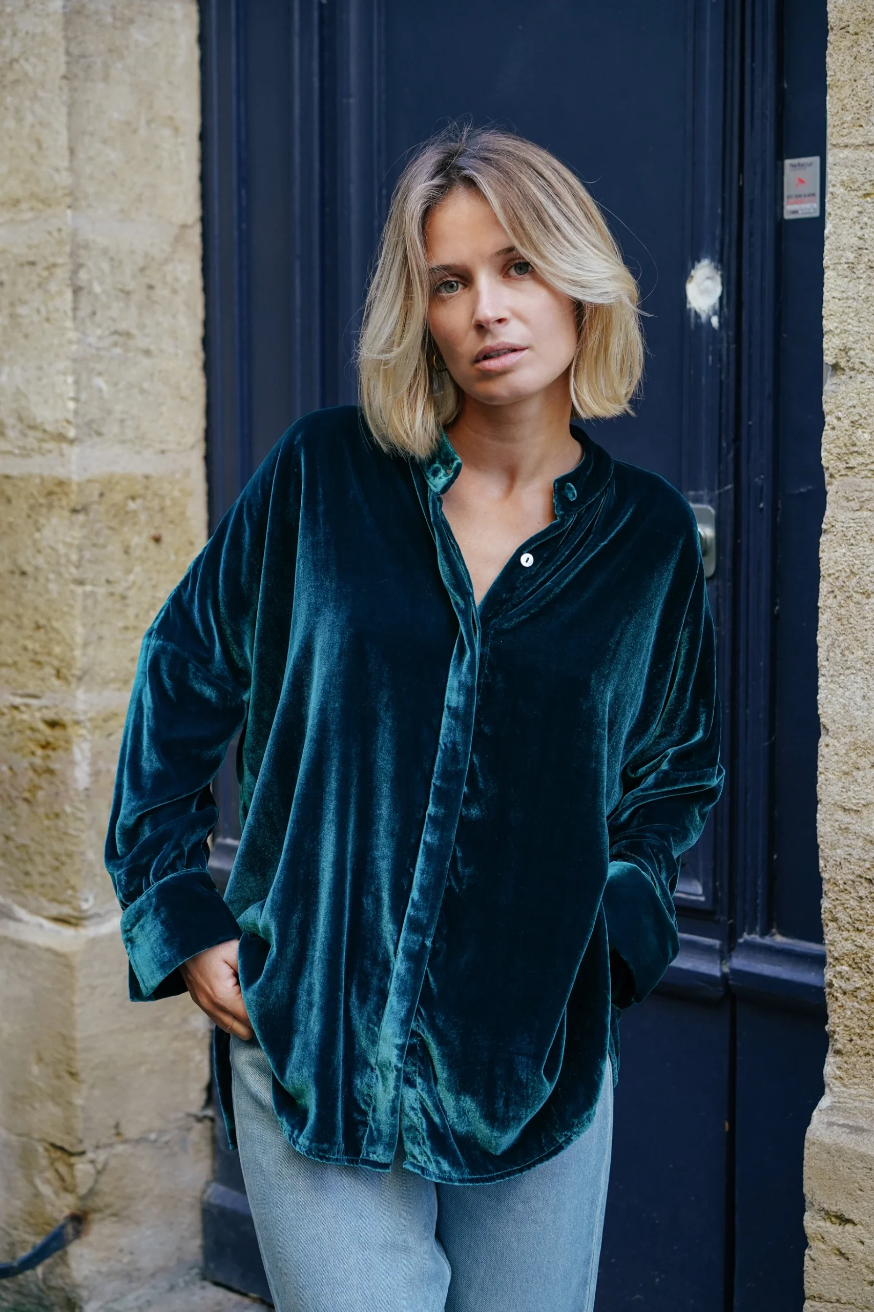 L'ÎLE BLEUE - Blouse Catherine Petrol Green – Image 2