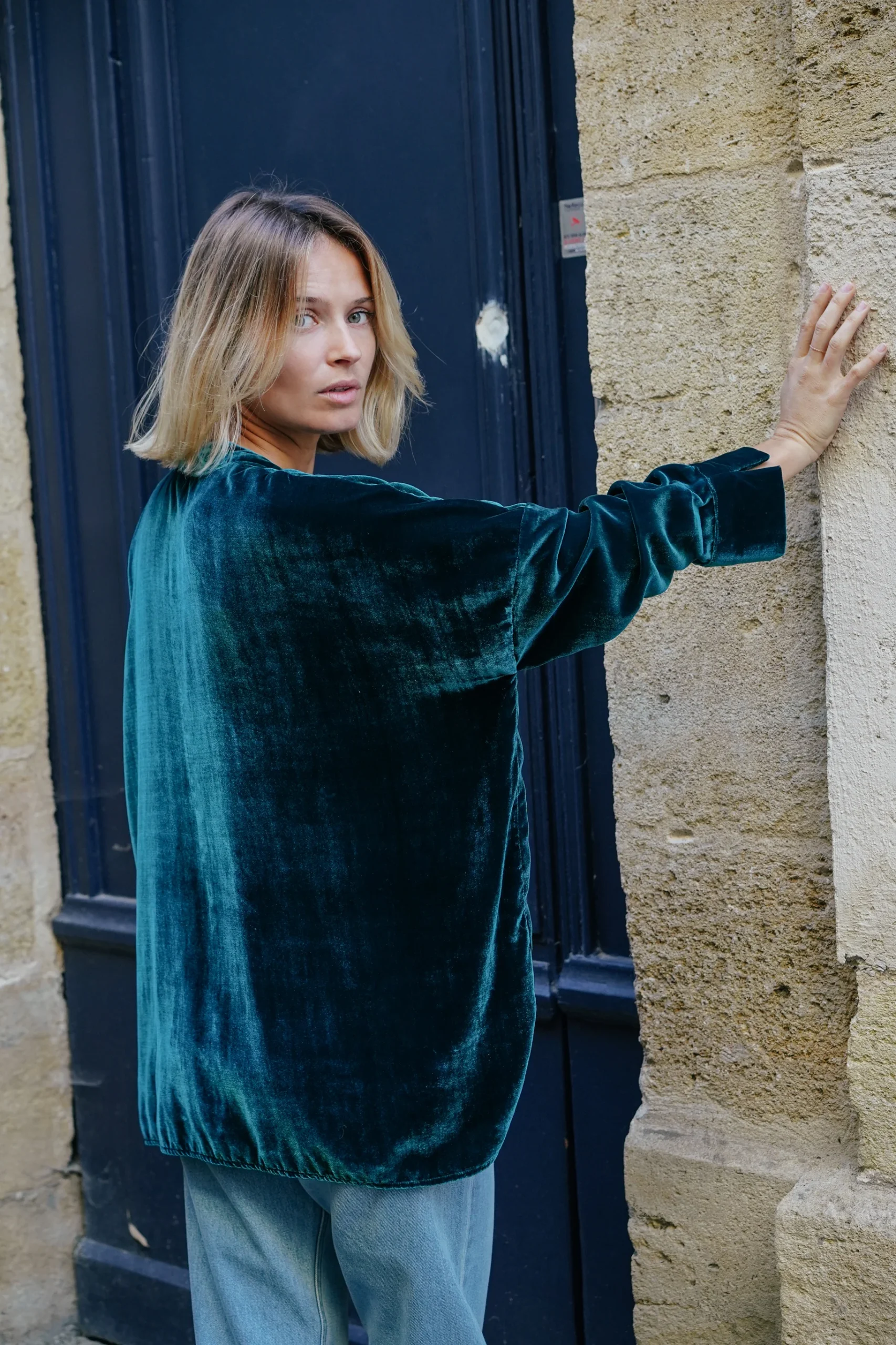 L'ÎLE BLEUE - Blouse Catherine Petrol Green – Image 6