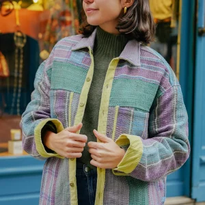 L'ÎLE BLEUE - Veste Kantha Yellow Corduroy