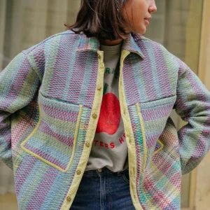 L'ÎLE BLEUE - Veste Kantha Yellow Corduroy