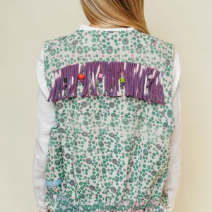 L'ÎLE BLEUE - Gilet Kantha à Franges