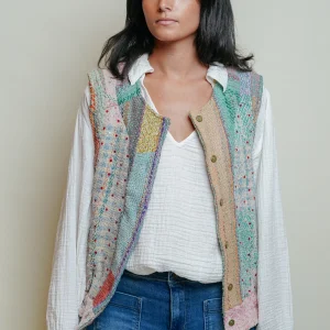 L'ÃŽLE BLEUE - Gilet Kantha - Sequins
