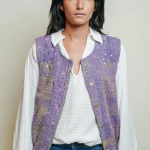 L'ÃŽLE BLEUE - Gilet Kantha - Sequins