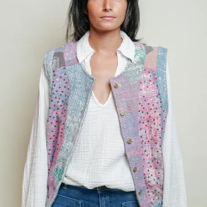 L'ÃŽLE BLEUE - Gilet Kantha - Sequins