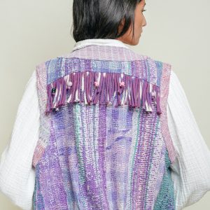 L'ÃŽLE BLEUE - Gilet Kantha - Franges