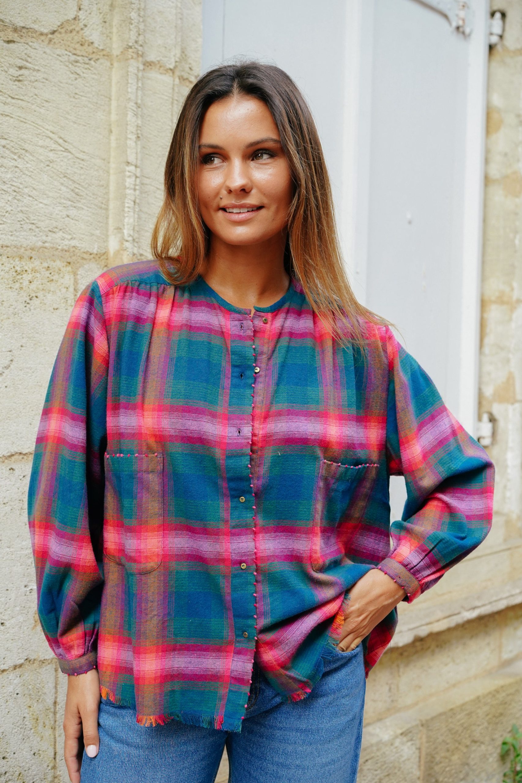 L'ÎLE BLEUE - Blouse Kamini Tartan – Image 3