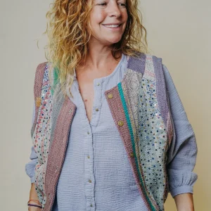 L'ÃŽLE BLEUE - Gilet Kantha - Sequins