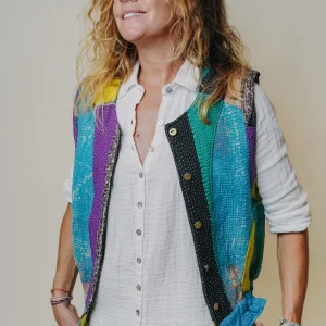 L'ÃŽLE BLEUE - Gilet Kantha