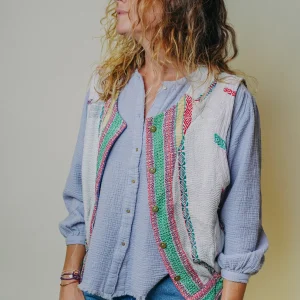 L'ÃŽLE BLEUE - Gilet Kantha