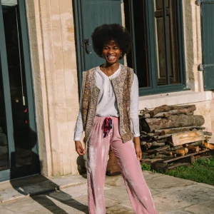 L'ÃŽLE BLEUE - Pantalon Sayani Embroidery Powder Pink