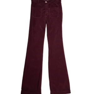 ACQUAVERDE - PANTALON VELOURS CHARLOTTE AUBERGINE