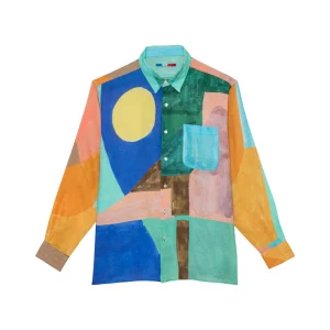 G.KERO - Chemise en Lin Rose Bleu Vert