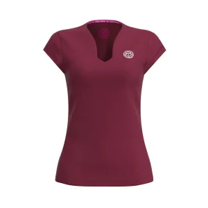 Bidi Badu T-shirt col en V Protected Leafs (Femme) - Bordeaux