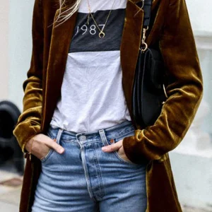 Burgundy | Blazer en velours style rue