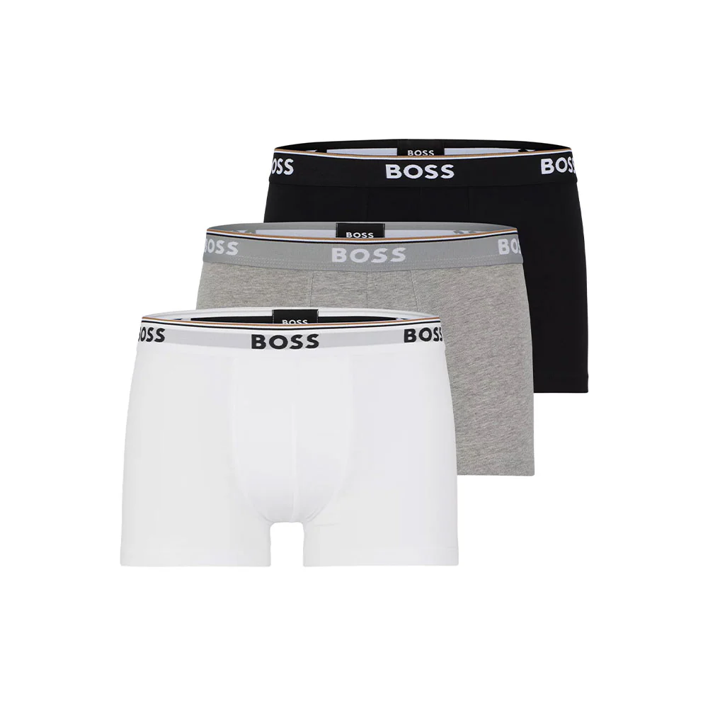 BOSS Boxers en coton stretch (paquet de 3) - Blanc/Gris/Noir – Image 2